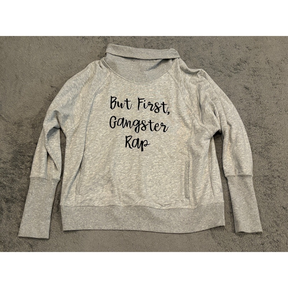 Champion Sweatshirt Womens L Gray Turtleneck Kangaroo Pocket Gangster Rap Meme